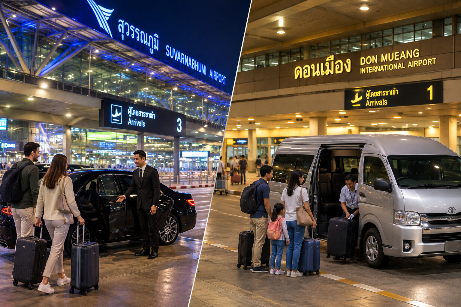 Suvarnabhumi vs Don Mueang airport pickup comparison in Bangkok